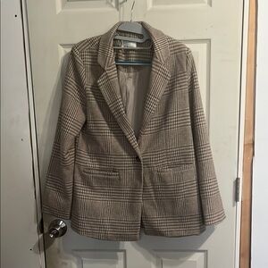 Z Supply Cream and Brown Blazer Classic Suit Jacket